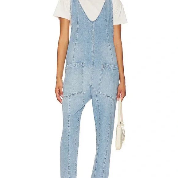 We The Free Blue Denim Overalls Classic Style - Picture 3 of 8
